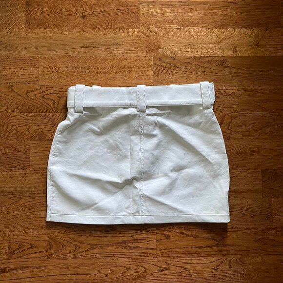 I.AM.GIA Women's White Skirt Faux Leather Belt Mini Micro xxs Moto Bodycon - Picture 3 of 7